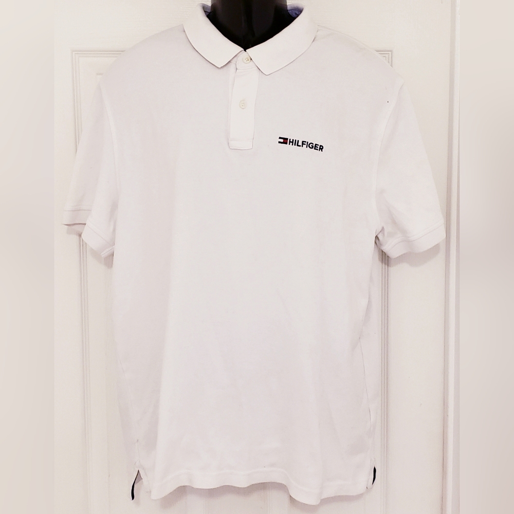 Tommy Hilfiger Polo Shirt White Casual Short Sleeve Men Size XL